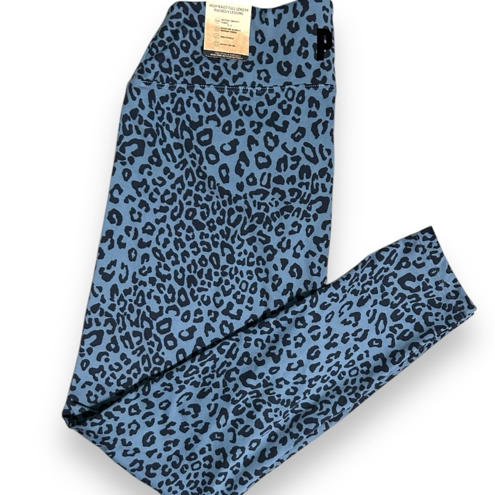 NWT Victoria’s Secret PINK Blue Leopard Print Leggings